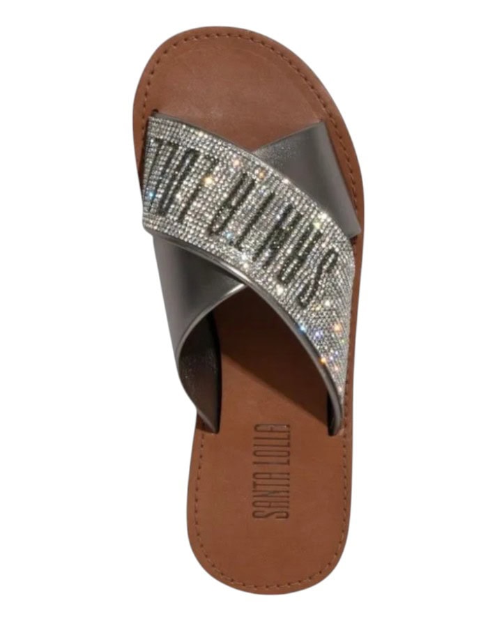 chinelo santa lolla rasteira tiras cruzadas brilho strass original chinelo santa lolla rasteira tiras cruzadas brilho strass original