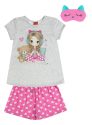 pijama feminino infantil conjunto blusa com short + máscara dormir kyly original