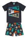 conjunto pijama infantil masculino camiseta + bermuda 1 ao 3 kyly original