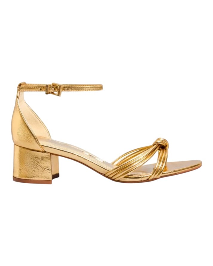 sandália salto pequeno detalhe nas tiras moderno e elegante original